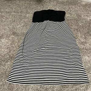 Express strapless tube top dress black and white striped xs
